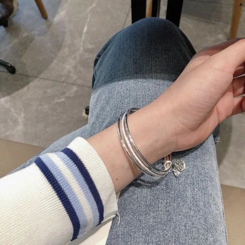 Third Generation 999 Sterling Silver Bangle - Trendy Cartoon Jewelry for Women