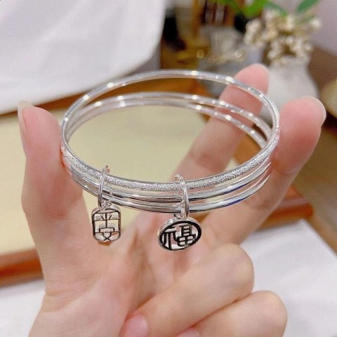 Third Generation 999 Sterling Silver Bangle - Trendy Cartoon Jewelry for Women
