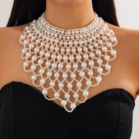Creative Grids Women's Multi-Layer Imitation Pearl Pendant Necklace