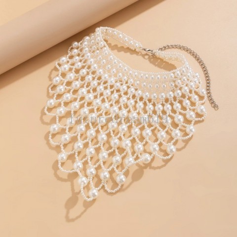 Creative Grids Women's Multi-Layer Imitation Pearl Pendant Necklace