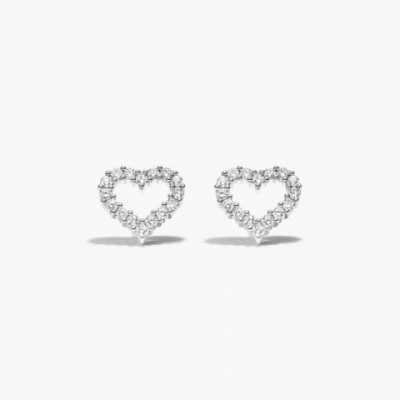 Custom 14K White Gold Heart Stud Earrings with Lab Grown Diamonds - Women's Gift