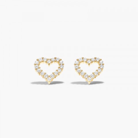 Custom 14K White Gold Heart Stud Earrings with Lab Grown Diamonds - Women's Gift