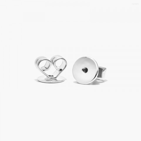 Custom 14K White Gold Heart Stud Earrings with Lab Grown Diamonds - Women's Gift