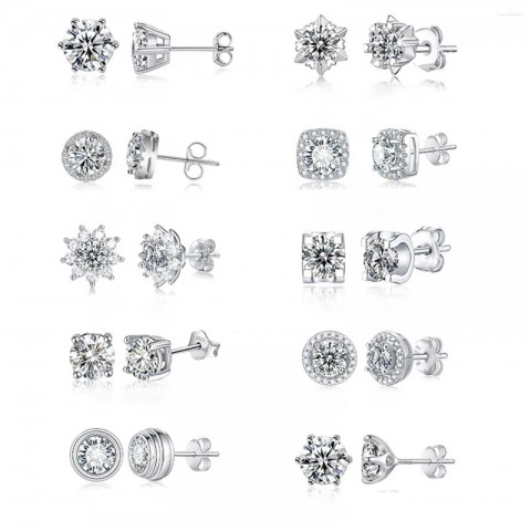 Custom 14K White Gold Heart Stud Earrings with Lab Grown Diamonds - Women's Gift