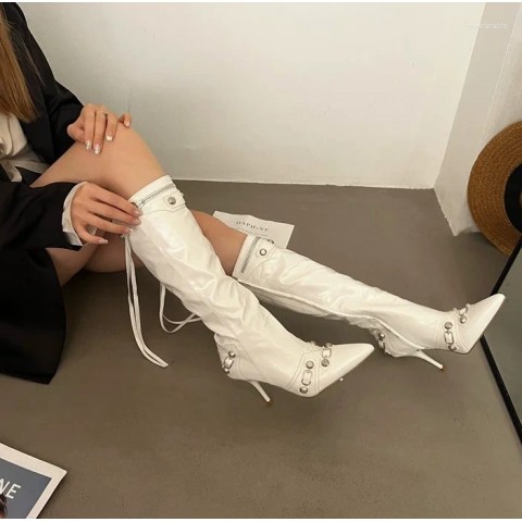 Luxury Women's Casual PU Over-Knee Heels Autumn Black Boots