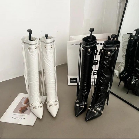 Luxury Women's Casual PU Over-Knee Heels Autumn Black Boots
