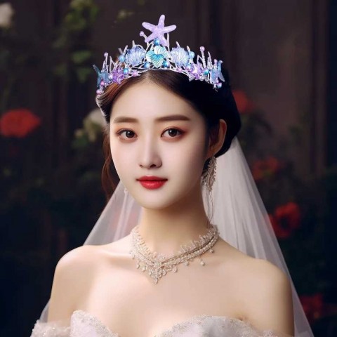 KMVEXO Women's Mermaid Seashell Starfish Tiaras for Halloween Party