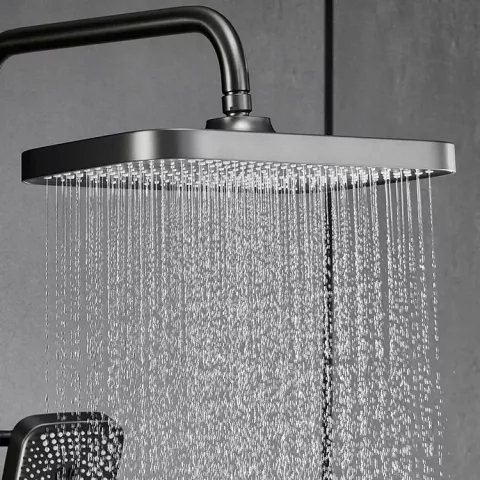 Piano Grey Digital Thermostatic Shower System Adjustable Brass Wall Mount