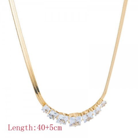 New Women's Gold Plated Snake Chain Necklace with Crystal Pendant