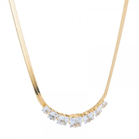 New Women's Gold Plated Snake Chain Necklace with Crystal Pendant