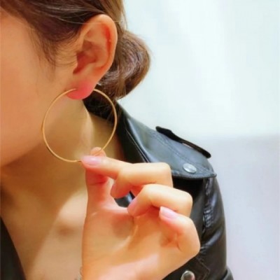 Sterling Silver Simple Round Earrings for Unisex - Punk Style Large Pendant