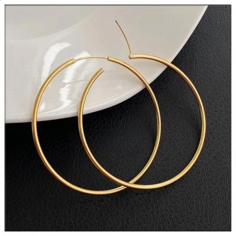 Sterling Silver Simple Round Earrings for Unisex - Punk Style Large Pendant