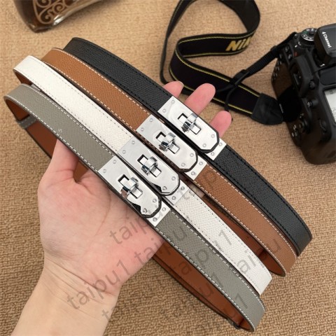 High-Quality Women's Classic Leather Dress Belts with Bronze Buckle