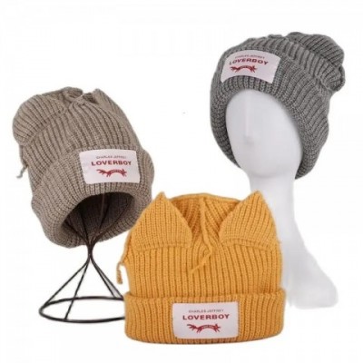 Cute Loverboy Unisex Winter Beanies with Cat Ear Design