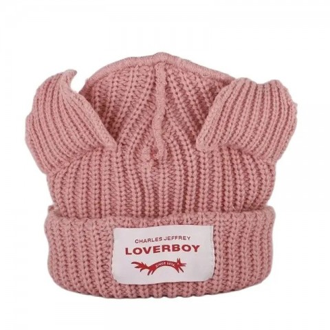 Cute Loverboy Unisex Winter Beanies with Cat Ear Design