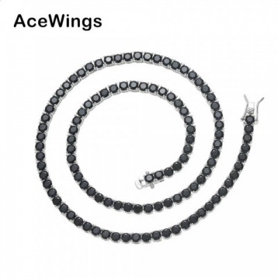 1pcs Unisex Black Zirconia Brass Set CZ Tennis Chain Necklace BC238