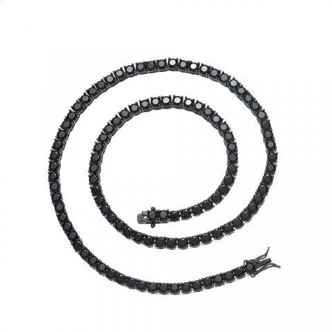 1pcs Unisex Black Zirconia Brass Set CZ Tennis Chain Necklace BC238