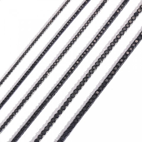 1pcs Unisex Black Zirconia Brass Set CZ Tennis Chain Necklace BC238