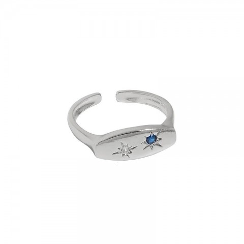 SHANICE Sterling Silver Geometric Open Ring for Women & Men, Color Zircon Inlaid Couple Jewelry