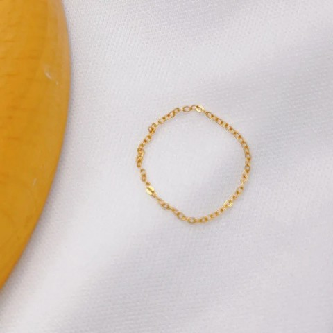 Stainless Steel Gold Chain Charm Ring for Women, AA02