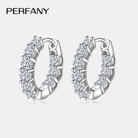PERFANY Women's 18CT Gold Hoop & Huggie Earrings with GRA Certified Diamonds