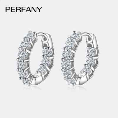 PERFANY Women's 18CT Gold Hoop & Huggie Earrings with GRA Certified Diamonds
