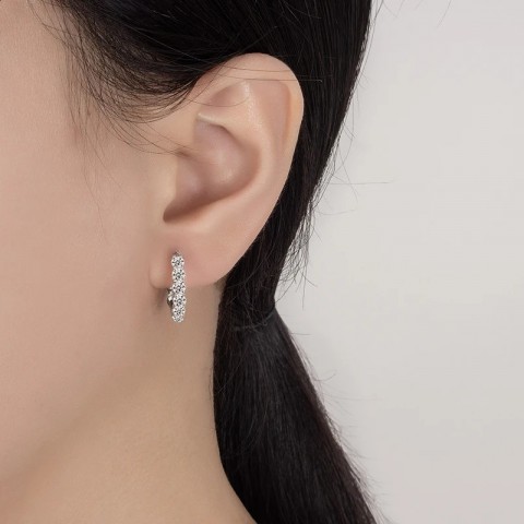 PERFANY Women's 18CT Gold Hoop & Huggie Earrings with GRA Certified Diamonds