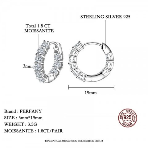 PERFANY Women's 18CT Gold Hoop & Huggie Earrings with GRA Certified Diamonds