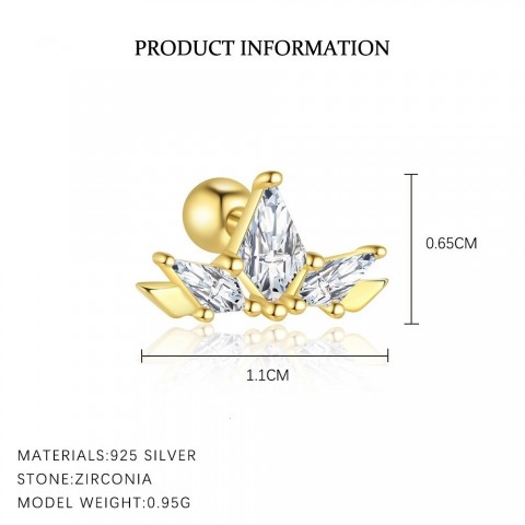 Rose Gold Stud Earrings with White Crystal