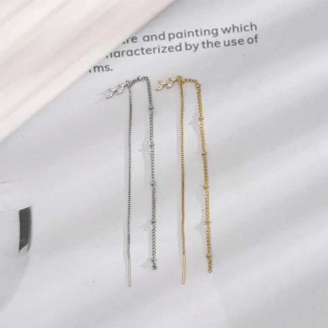 VIVILADY Women's Fashion Long Tassel Zircon Leaves Earrings Minimalist Accessories