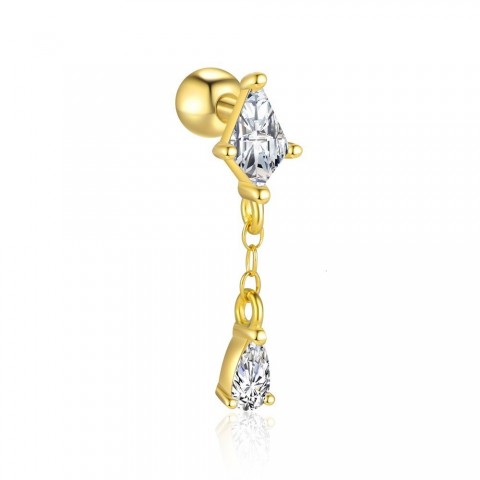Rose Gold Stud Earrings with White Crystal