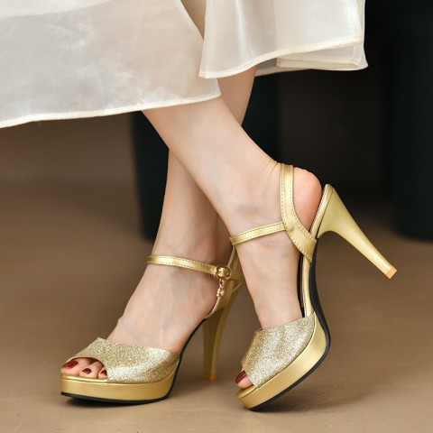 Summer Comfort Open Toe Thick Sole Waterproof Platform Heels for Women