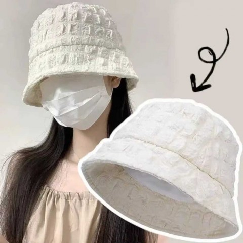 Fashionable Thin Wrinkle Breathable UV Protection Bucket Hat for Women