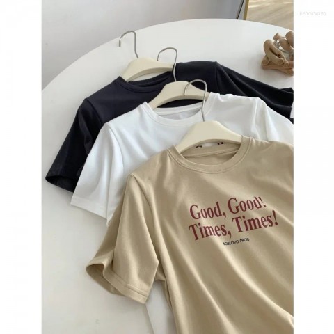 Korean Style Women's Loose Fit Cotton T-Shirt 2025 Summer Collection