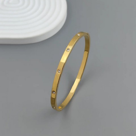 Bangle Star Zircon Women's Bracelet, Gold-plated Stainless Steel, High-Quality Waterproof Jewelry