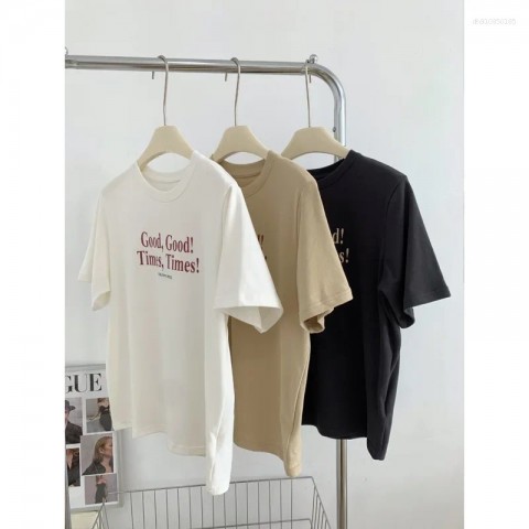 Korean Style Women's Loose Fit Cotton T-Shirt 2025 Summer Collection