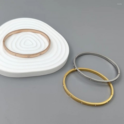 Bangle Star Zircon Women's Bracelet, Gold-plated Stainless Steel, High-Quality Waterproof Jewelry