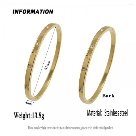 Bangle Star Zircon Women's Bracelet, Gold-plated Stainless Steel, High-Quality Waterproof Jewelry