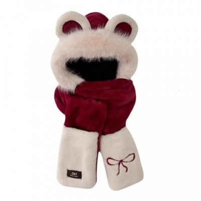 Cute Embroidered Bear Ears Plush Hat Set for Women
