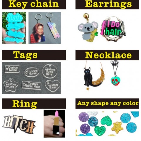 BeHoney Personalized Name Stud Earrings for Girls - Handmade Acrylic Huggie Hoop Earrings C4