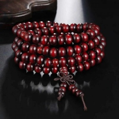 Natural 6mm Sandalwood Beads Buddhist Bracelet 108 Beads Unisex Layered Bangles X240912