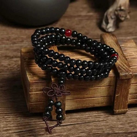 Natural 6mm Sandalwood Beads Buddhist Bracelet 108 Beads Unisex Layered Bangles X240912