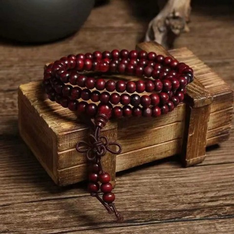 Natural 6mm Sandalwood Beads Buddhist Bracelet 108 Beads Unisex Layered Bangles X240912