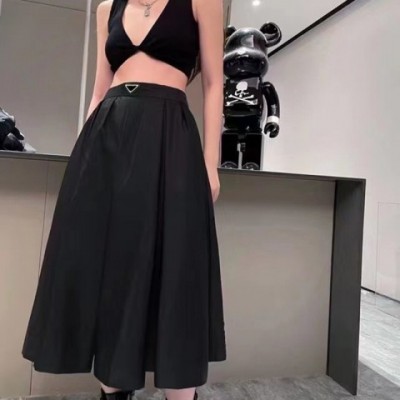 High Waist Vintage Ladies Skirt, Slim A-Line Polyester Mid-Calf Dress