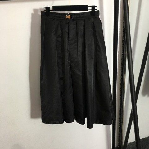 High Waist Vintage Ladies Skirt, Slim A-Line Polyester Mid-Calf Dress