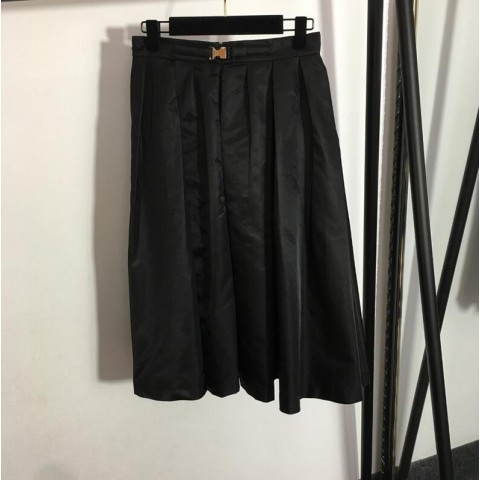 High Waist Vintage Ladies Skirt, Slim A-Line Polyester Mid-Calf Dress