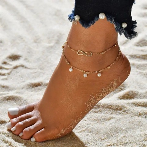 Bohemian Star Pattern Women's Beaded Anklet with Tassel