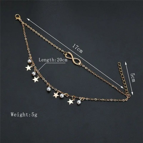 Bohemian Star Pattern Women's Beaded Anklet with Tassel
