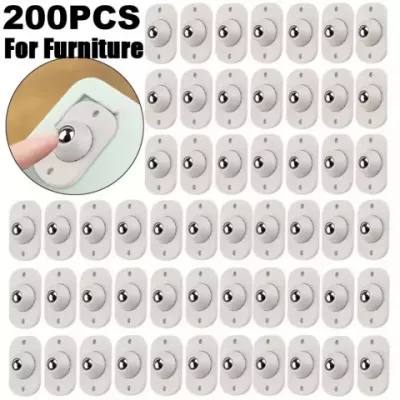200 Pieces Adhesive Furniture Rollers - Universal Swivel Casters for Cabinets & Boxes