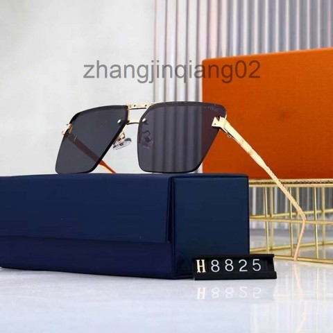 Designer Lvse Blue Metal Square Polarized Sunglasses for Men and Women